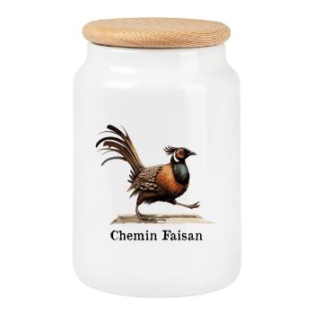 CHEMIN FAISAN !   - Boîte à biscuits avec couvercle en bois - blanc - Devant