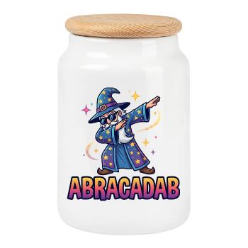 Abracadab Wizard Fantasy Meme - Cookie Jar with Wooden Lid - white - Front