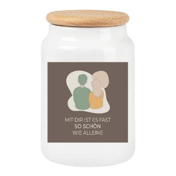 Mit dir ist es fast so schön wie alleine - Keksdose mit Holzdeckel - Weiß - Vorne