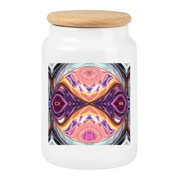 Kaleidoscope Orb Color Explosion - Cookie Jar with Wooden Lid - white - Front