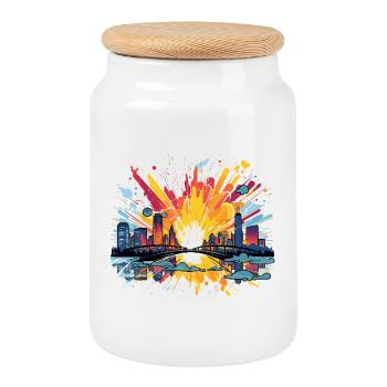 Feux d’artifice urbains Skyline Spritz - Boîte à biscuits avec couvercle en bois - blanc - Devant