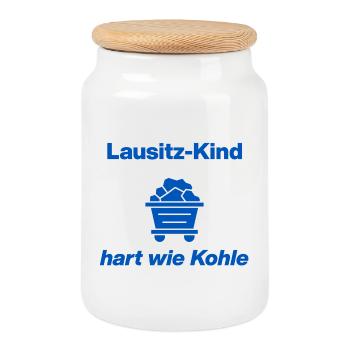 LAUSITZ-KIND: HART WIE KOHLE! - Keksdose mit Holzdeckel - Weiß - Vorne