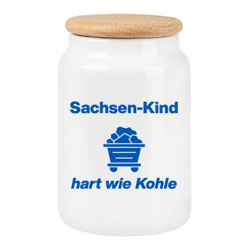 SACHSEN-KIND: HART WIE KOHLE! - Keksdose mit Holzdeckel - Weiß - Vorne
