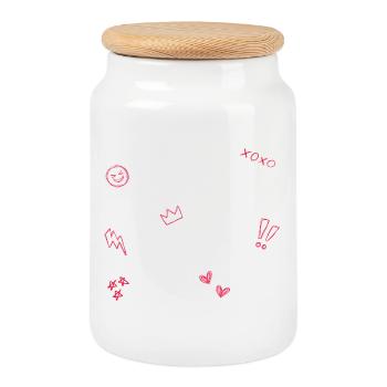 Heart Crown Doodle Pop Art - Boîte à biscuits avec couvercle en bois - blanc - Devant