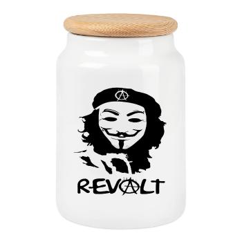 Silhouette de l’anarchie masquée - Boîte à biscuits avec couvercle en bois - blanc - Devant