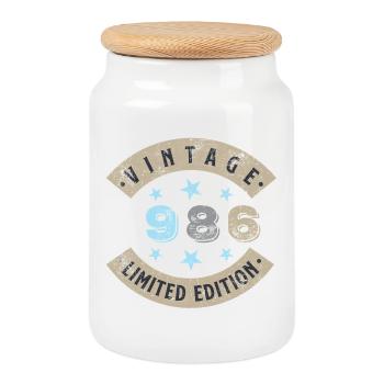 1986 Édition limitée - Boîte à biscuits avec couvercle en bois - blanc - Devant
