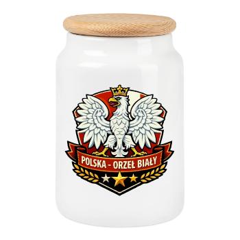 Polska Orzeł Biały Emblem - Keksdose mit Holzdeckel - Weiß - Vorne