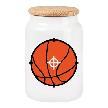Basketball / Basketball / Basktet-Ball / Sports - Cookie Jar with Wooden Lid - white - Front