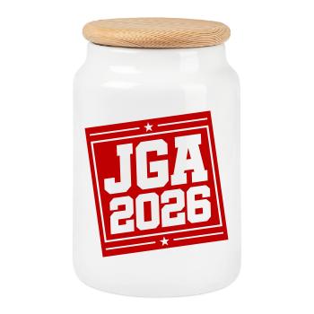 Jga 2026 Enterrement de vie de garçon - Boîte à biscuits avec couvercle en bois - blanc - Devant