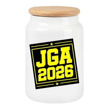 JGA 2026 - Cookie Jar with Wooden Lid - white - Front