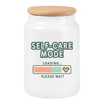 Self-Care Mode Loading - Retro Pixel Edition - Keksdose mit Holzdeckel - Weiß - Vorne