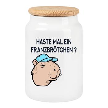 Franzbrötchen Hambourg Capybara - Boîte à biscuits avec couvercle en bois - blanc - Devant