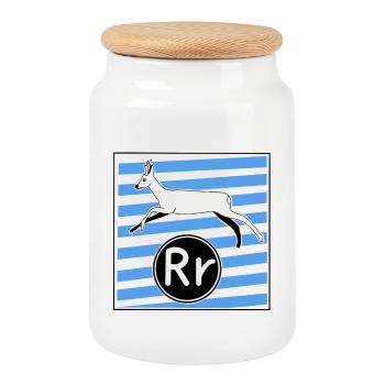 R pour Cerf - Boîte à biscuits avec couvercle en bois - blanc - Devant