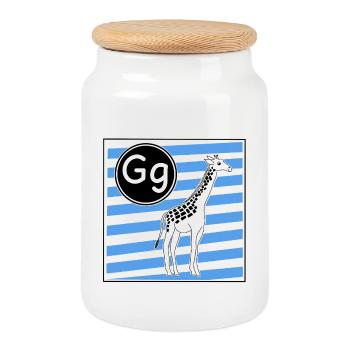 G pour girafe - Boîte à biscuits avec couvercle en bois - blanc - Devant
