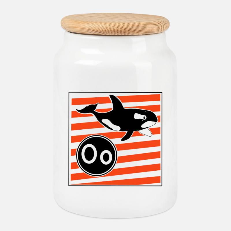 O wie Orca - Keksdose mit Holzdeckel - Weiß