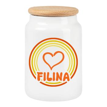 Filina as a name - Cookie Jar with Wooden Lid - white - Front