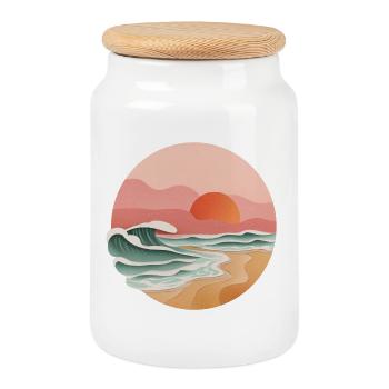 Ocean and Surfing – Passion for Waves and Freedom - Cookie Jar with Wooden Lid - white - Front
