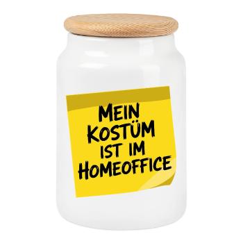 Kostüm Ist Im Homeoffice Karneval Fasching Büro - Keksdose mit Holzdeckel - Weiß - Vorne