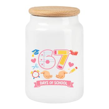 Mec, j’ai survécu à 67 jours d’école - Boîte à biscuits avec couvercle en bois - blanc - Devant