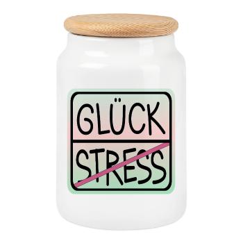 STRESS IDENTITAIRE BONHEUR - Boîte à biscuits avec couvercle en bois - blanc - Devant