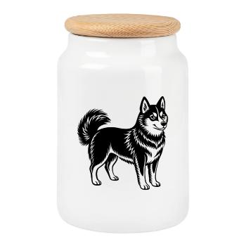 Alaska Klee Kai - Keksdose mit Holzdeckel - Weiß - Vorne