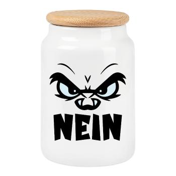 ABSAGE HALTUNG NEIN - Keksdose mit Holzdeckel - Weiß - Vorne