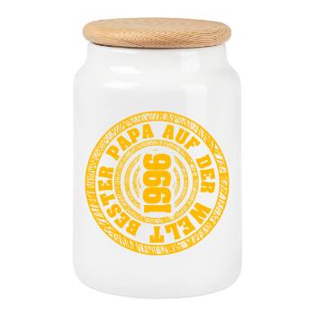 Born in 1996 - Cookie Jar with Wooden Lid - white - Front
