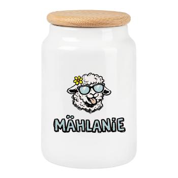 Mählanie Funny Sheep Doodle Name Melanie - Cookie Jar with Wooden Lid - white - Front