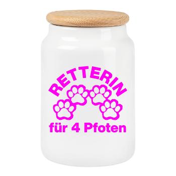 RETTERIN FÜR 4 PFOTEN! 🐾TIERLIEBE - Keksdose mit Holzdeckel - Weiß - Vorne