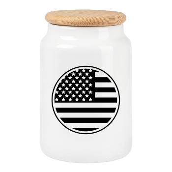Drapeau du tour des États-Unis - Boîte à biscuits avec couvercle en bois - blanc - Devant