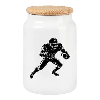 Joueur de football américain - Boîte à biscuits avec couvercle en bois - blanc - Devant