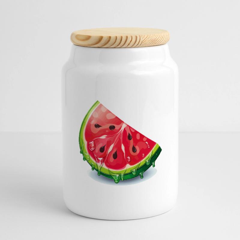 Tranche de pastèque Boîte à biscuits avec couvercle en bois