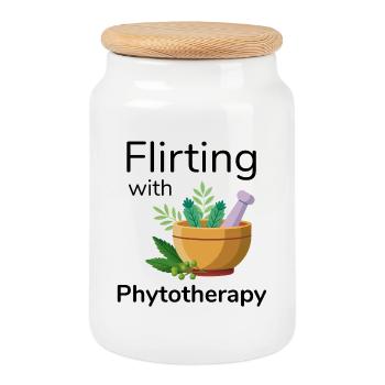 Kräuterkundige flirtet mit Phytotherapeut - Keksdose mit Holzdeckel - Weiß - Vorne