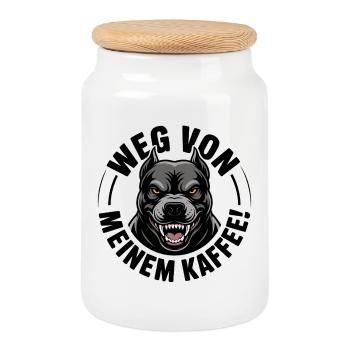 Angry dog head in black - Cookie Jar with Wooden Lid - white - Front