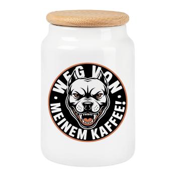 Logo du Café du Chien en Colère - Boîte à biscuits avec couvercle en bois - blanc - Devant