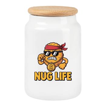 Nug Life - Funny T-Shirt - Cookie Jar with Wooden Lid - white - Front