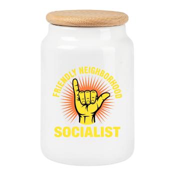Friendly Neighbor Socialist – Funny Socialism Des - Keksdose mit Holzdeckel - Weiß - Vorne