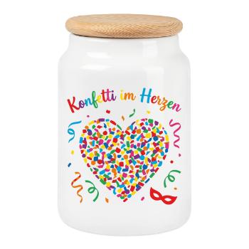 carnival and carnival confetti in the heart Pullover Hoodie - Cookie Jar with Wooden Lid - white - Front