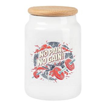 Pas de douleur Pas de gain Salle de sport Motivation Fitness Entraînement Shi - Boîte à biscuits avec couvercle en bois - blanc - Devant