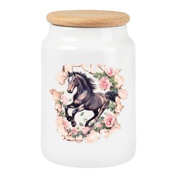 Pferd Vintage - Keksdose mit Holzdeckel - Weiß - Vorne