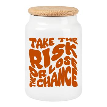 Take The Risk Or Lose The Chance - Cookie Jar with Wooden Lid - white - Front