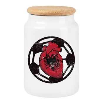 Albania Football - Cookie Jar with Wooden Lid - white - Front