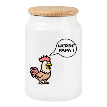 Papa Fermier - Éleveur de poulets - Boîte à biscuits avec couvercle en bois - blanc - Devant