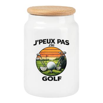 Golf Sunset Retro – J'peux pas - Boîte à biscuits avec couvercle en bois - blanc - Devant