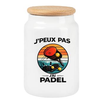 Jpeux Pas J'ai Padel Retro - Boîte à biscuits avec couvercle en bois - blanc - Devant