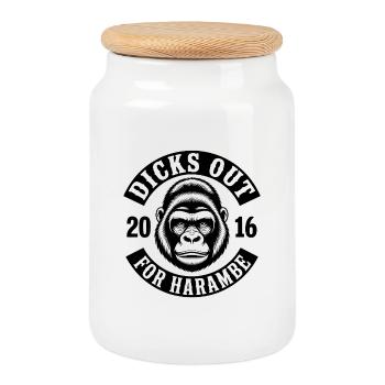 Dicks out for Harambe - Funny Meme T-Shirt - Cookie Jar with Wooden Lid - white - Front