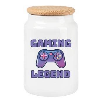 Gift idea for console video game players - Cookie Jar with Wooden Lid - white - Front