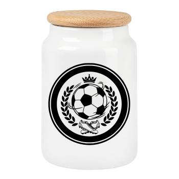 Logo pour club de foot - Boîte à biscuits avec couvercle en bois - blanc - Devant