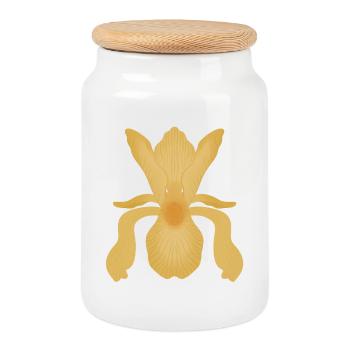 Floraison d’Iris doré - Boîte à biscuits avec couvercle en bois - blanc - Devant