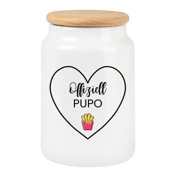 Official Pupo – On the way to our miracle - Cookie Jar with Wooden Lid - white - Front